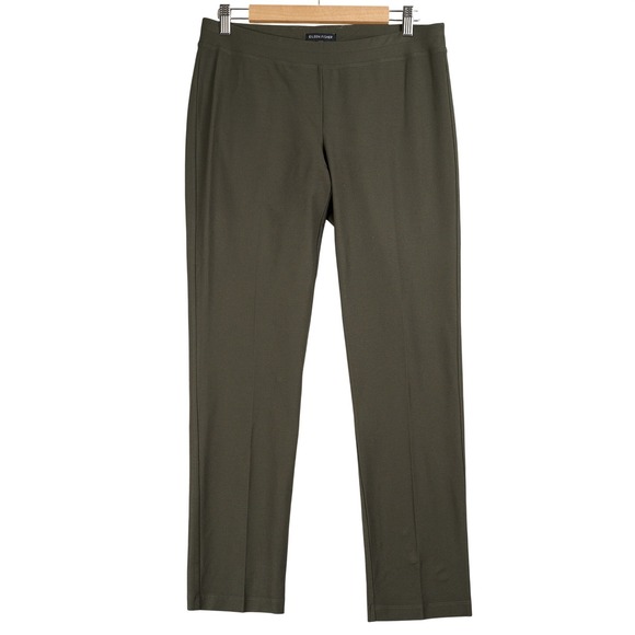 Eileen Fisher Pants - Eileen Fisher The System Green Stretch Crepe Slim Leg Pull On Pants Size Small